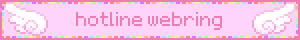 pink blinkie with wings that reads 'hotline webring'